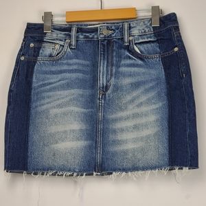 Lovers + Friends Blue Two-Tone Denim Mini Skirt
